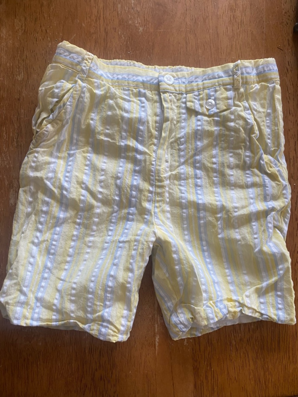 Kids Yellow & White Striped Shorts